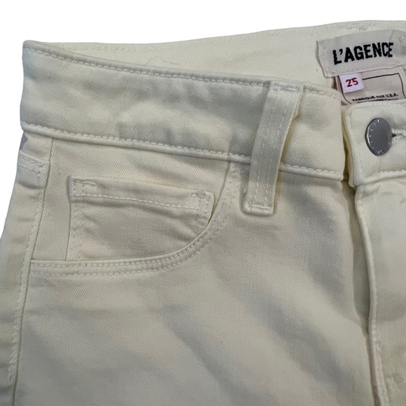 NEW L’AGENCE Mazzy Skinny Mid Rise Jeans Butter Yellow Size 25 - Picture 7 of 10